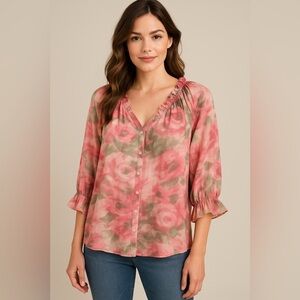 🌸 NWT Skyes The Limit Floral Blouse – Pink (Size XL) 🌸